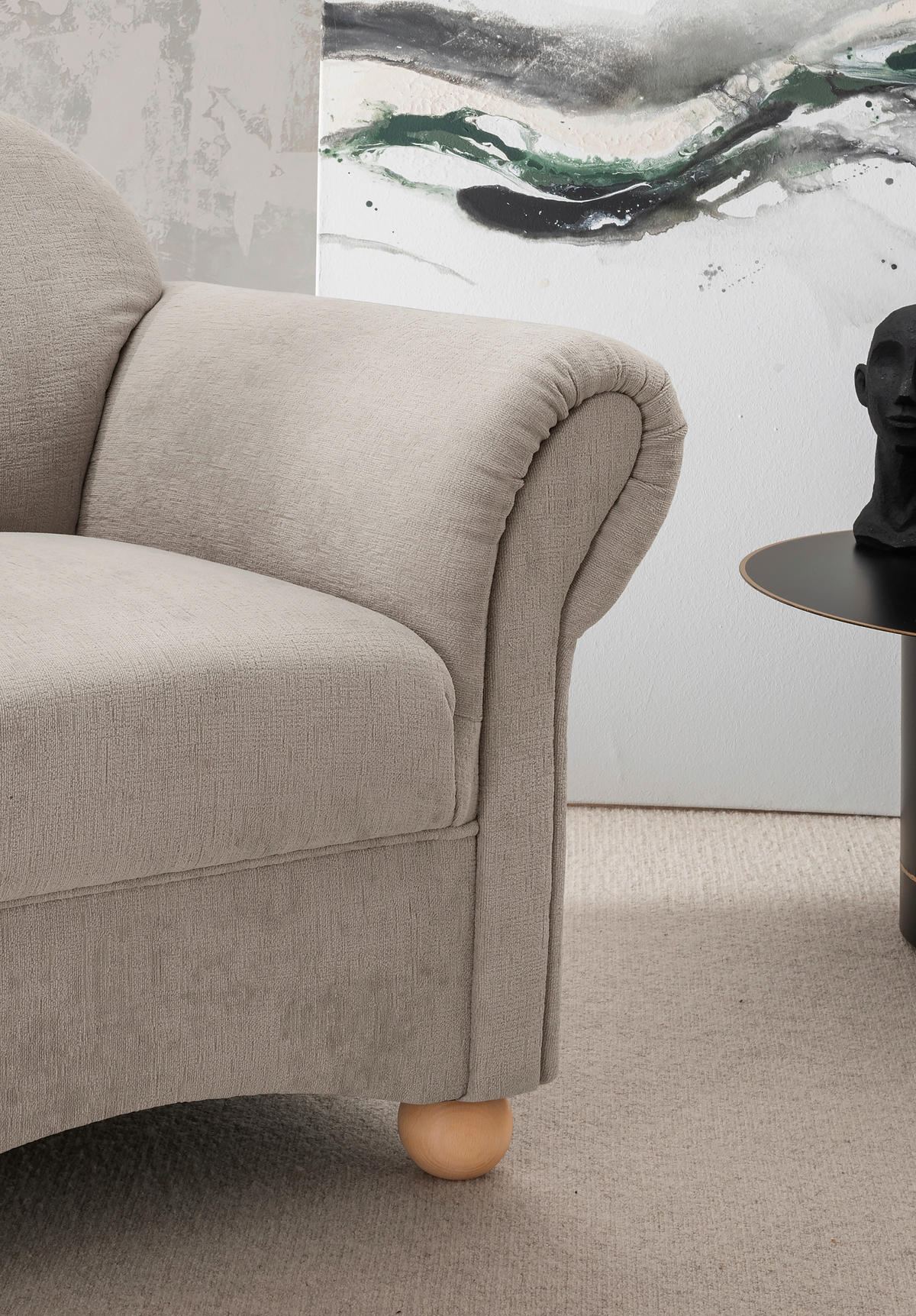 SESSEL in Mikrofaser Taupe  - Taupe/Wildeiche, Konventionell, Holz/Textil (90/84/80cm) - Livetastic