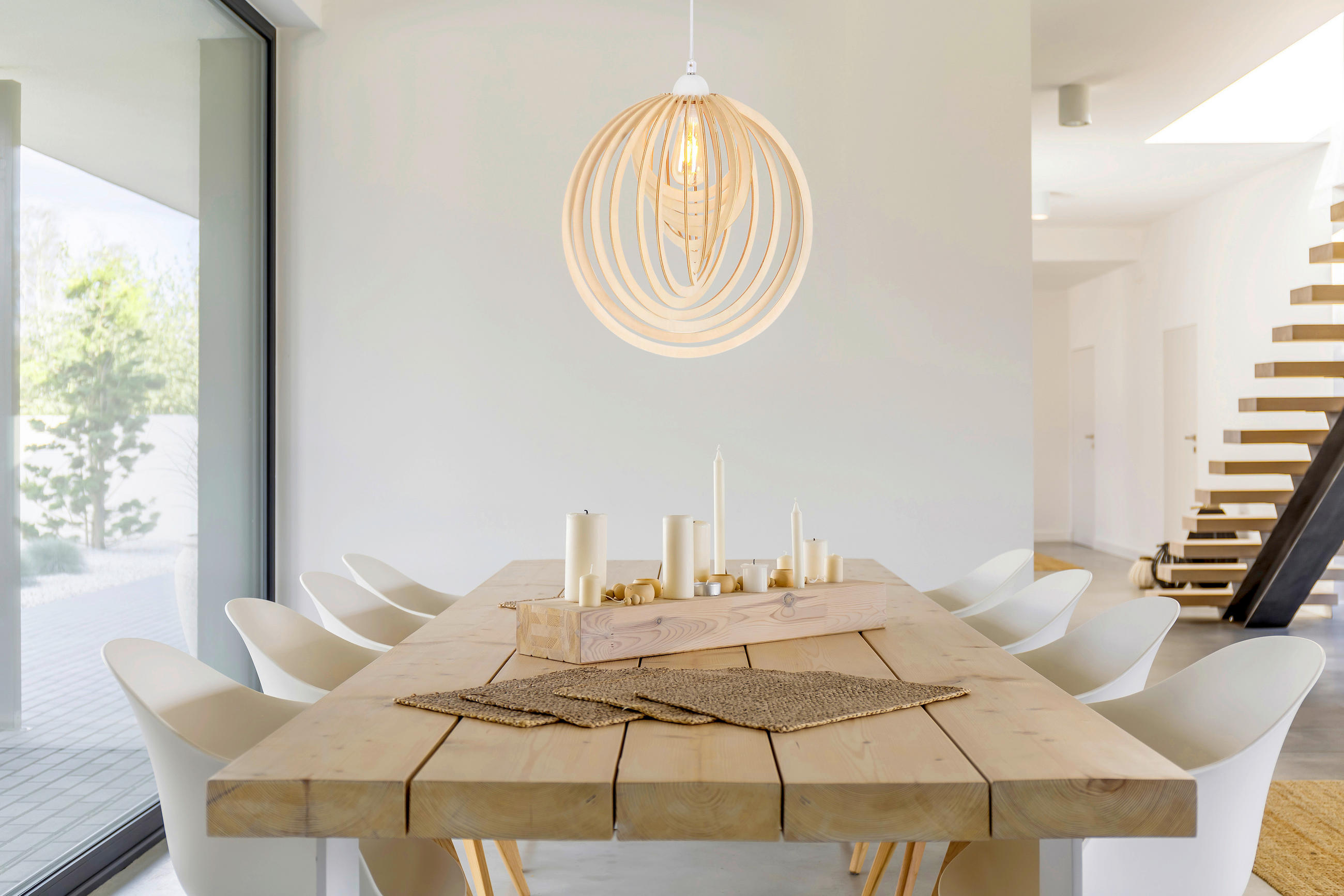 HÄNGELEUCHTE ARMELLA 40/145 cm   - Naturfarben/Weiß, Natur, Holz/Kunststoff (40/145cm) - Näve