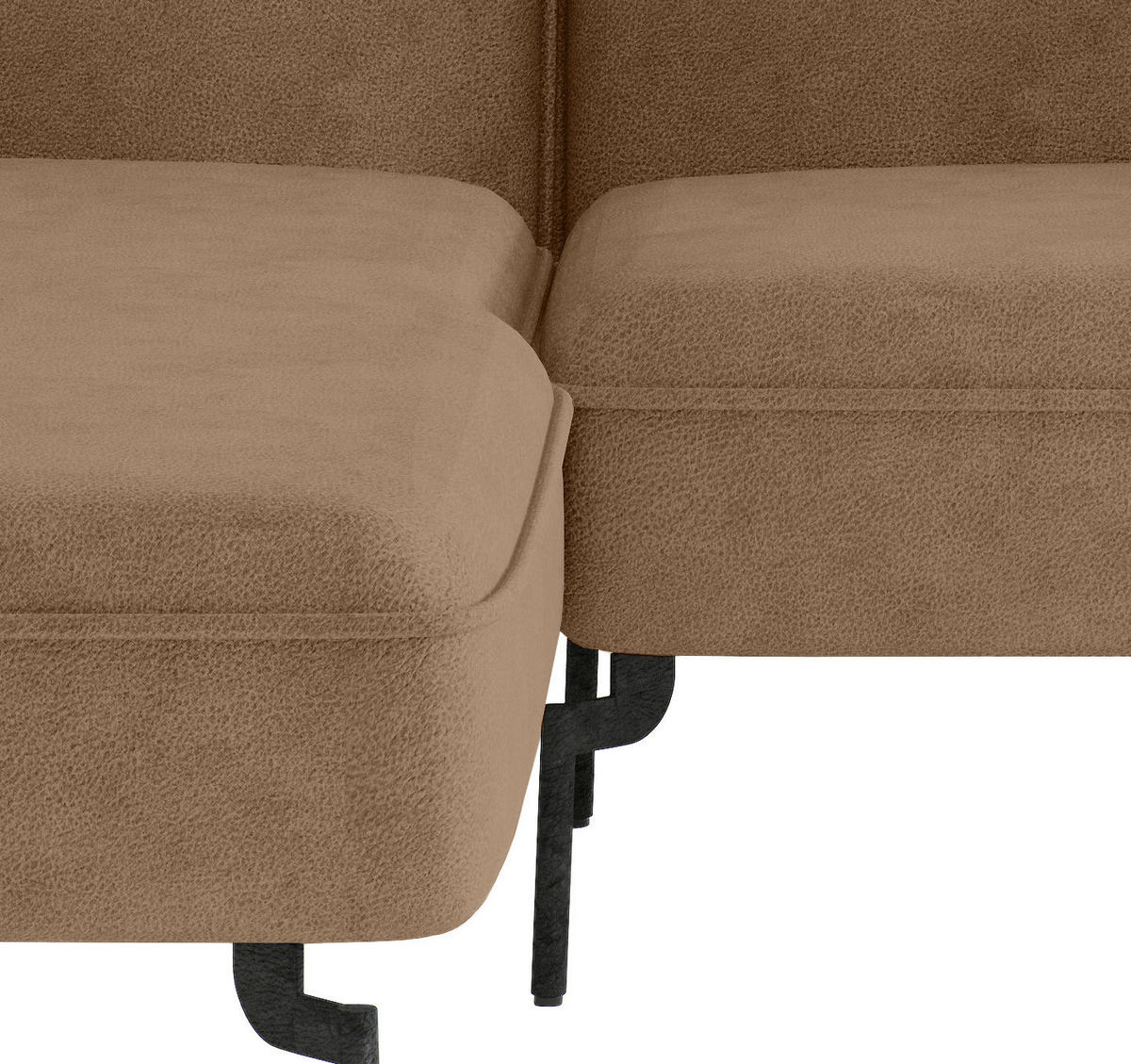 SITZGARNITUR Flachgewebe Hellbraun  - Hellbraun/Edelstahlfarben, Design, Textil/Metall (185/265cm) - Livetastic