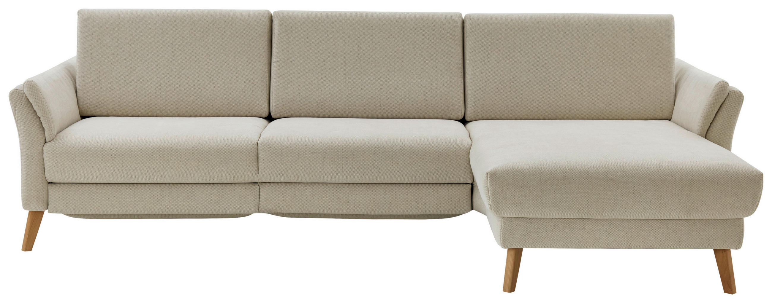 ECKSOFA Beige Chenille, Flachgewebe  - Beige/Naturfarben, Design, Holz/Textil (281/157cm) - Valnatura