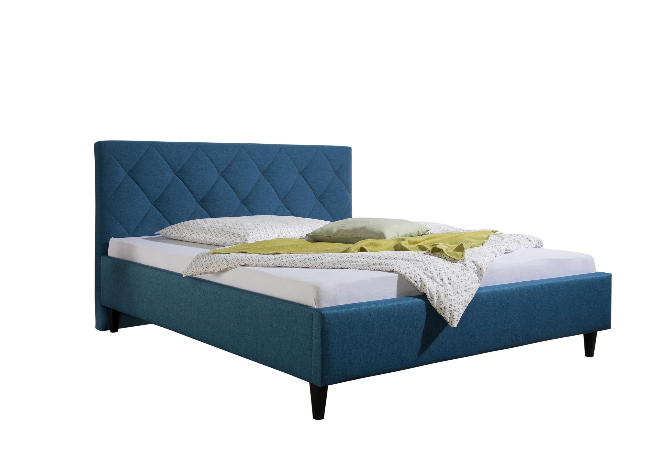 POLSTERBETT 200/200 cm,  in Blau,  - Blau/Schwarz, MODERN, Holz/Textil (200/200cm) - Livetastic