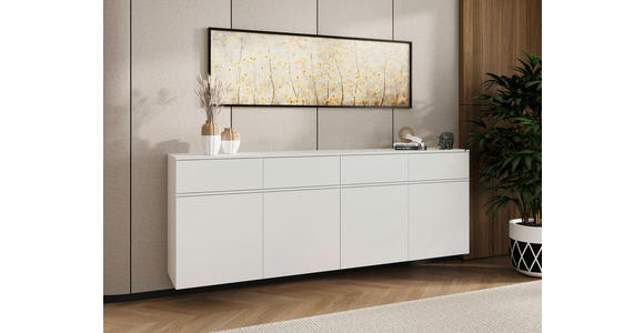 SIDEBOARD  220/80/40 cm 4 Schublade(n)  - Silberfarben/Weiß, Design, Holzwerkstoff/Kunststoff (220/80/40cm) - Xora