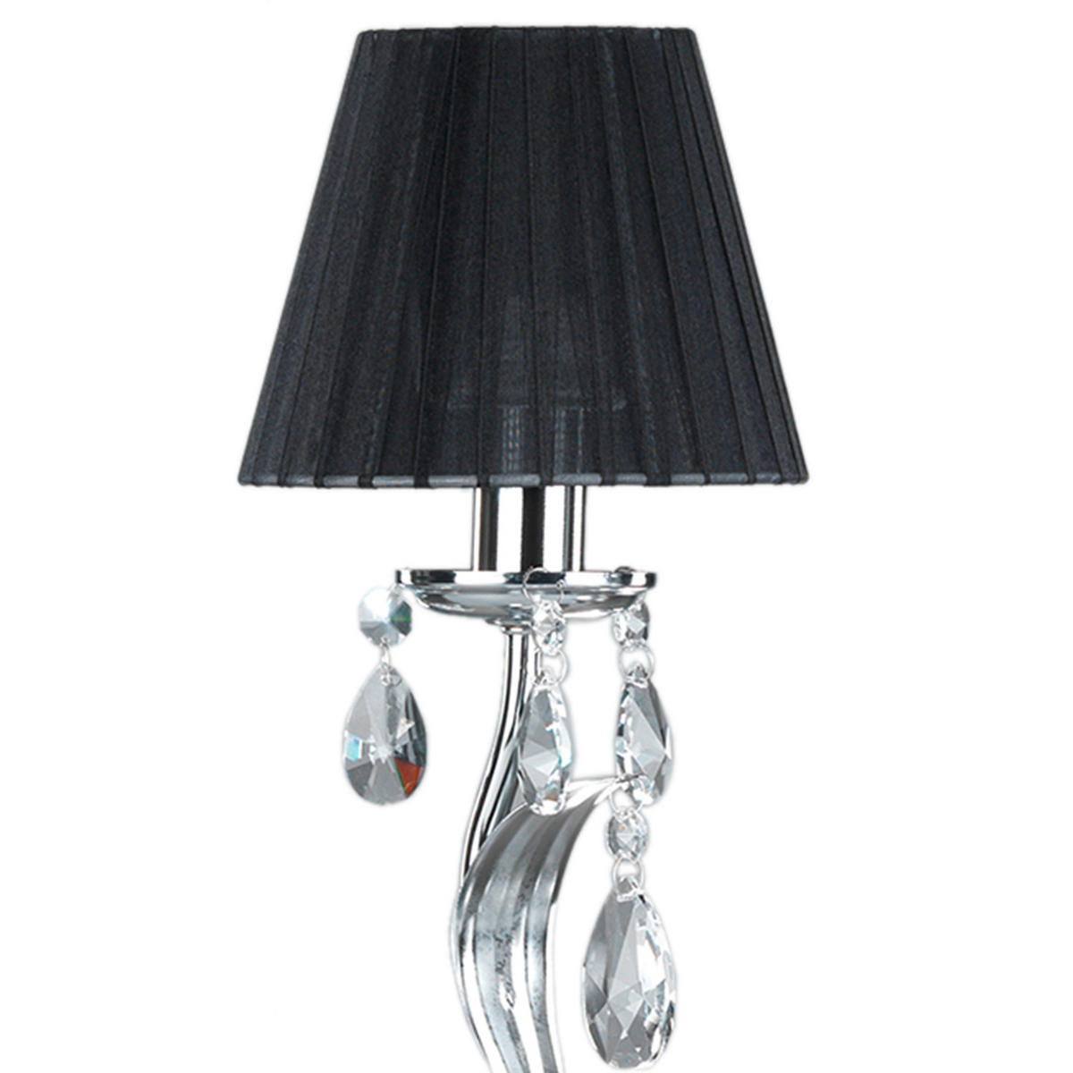 TISCHLEUCHTE 16/45 cm   - Chromfarben/Schwarz, KONVENTIONELL, Textil/Metall (16/45cm)