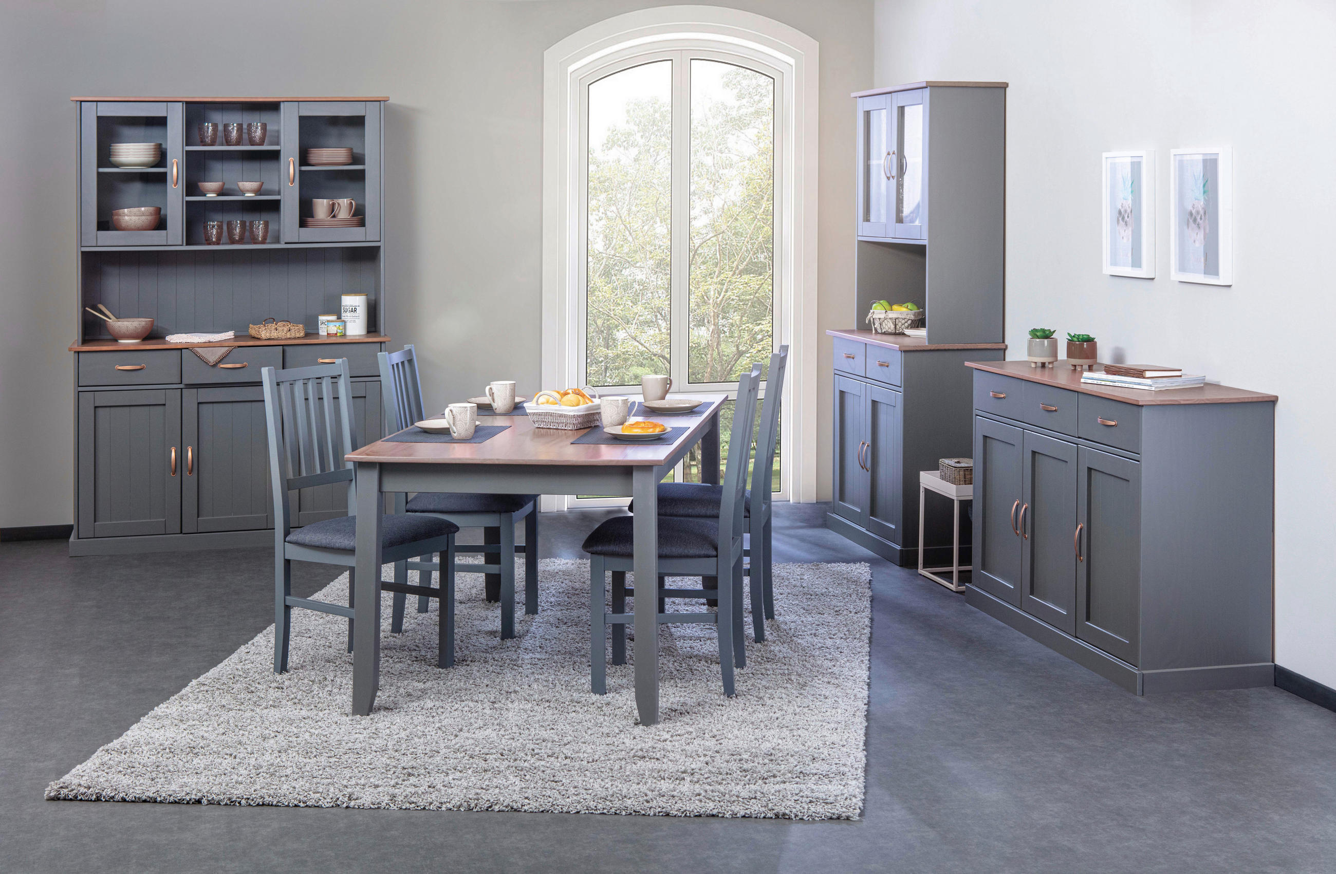 BUFFET 131/190/45 cm  in Braun, Grau  - Braun/Grau, KONVENTIONELL, Glas/Holz (131/190/45cm) - MID.YOU