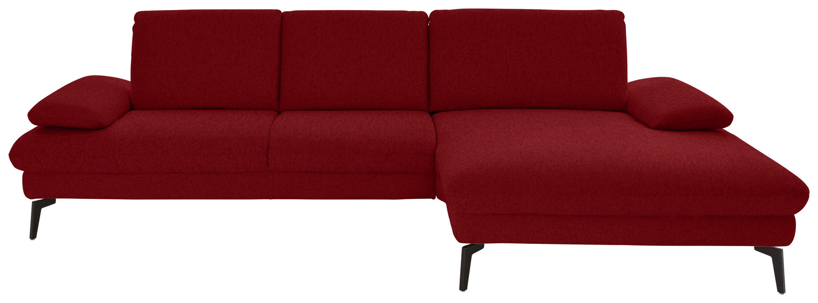 ECKSOFA in Chenille, Mikrofaser Bordeaux  - Bordeaux/Schwarz, Design, Textil/Metall (299/157cm) - Dieter Knoll