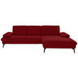 ECKSOFA in Chenille, Mikrofaser Bordeaux  299/157 cm  - Bordeaux/Schwarz, Design, Textil/Metall (299/157cm) - Dieter Knoll