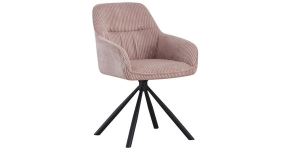 ARMLEHNSTUHL  Stoffauswahl, Sitzfläche 360° drehbar, inklusive Armlehnen Cord  - Schwarz/Rosa, Design, Textil/Metall (56/83/62cm) - Carryhome