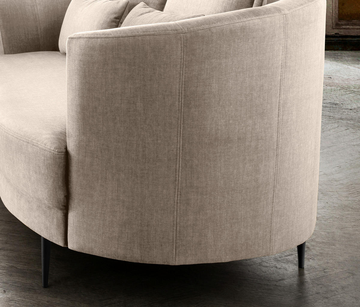 3-SITZER-SOFA in Velours Beige  - Beige/Schwarz, Modern, Textil/Metall (209/85/101cm) - Livetastic