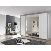 OMARA Z DRSNIMI VRATI, bela  - barve kroma/bela, Design, kovina/steklo (271/230/62cm) - Carryhome