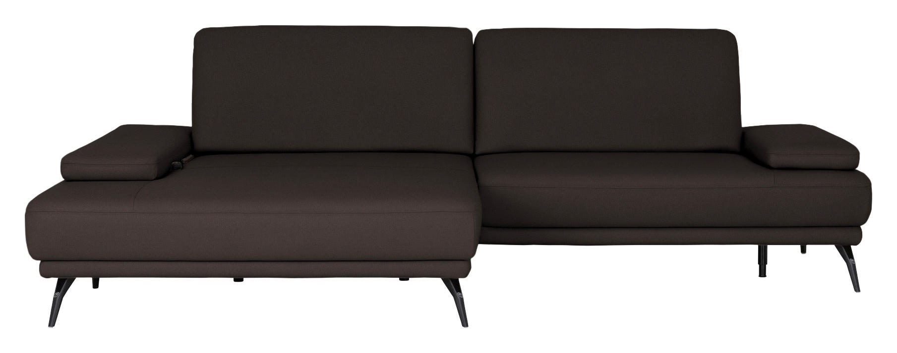 ECKSOFA Echtleder Schwarzbraun  - Schwarzbraun/Schwarz, Konventionell, Leder/Metall (180/301cm) - Joop!