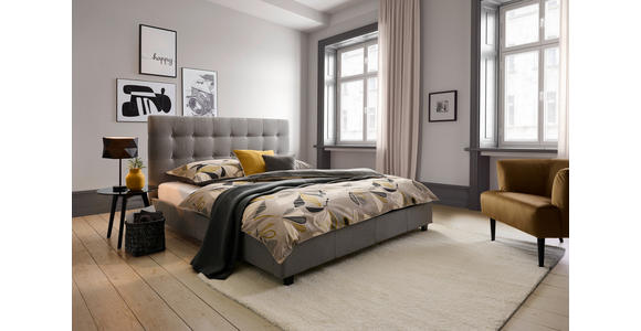 POLSTERBETT Lattenrost Hellgrau 180/200 cm - Hellgrau, MODERN, Holz/Textil (180/200cm) - Carryhome