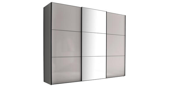 SCHWEBETÜRENSCHRANK  in Anthrazit, Schwarz, Hellgrau  - Anthrazit/Hellgrau, MODERN, Glas/Holzwerkstoff (249/222/68cm) - Moderano