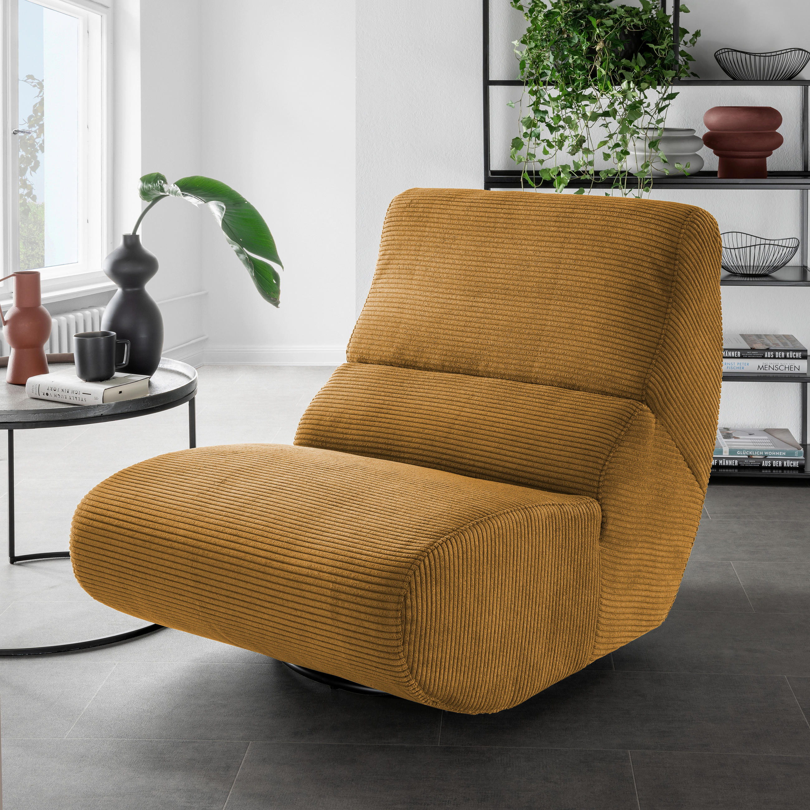 SESSEL Cord Goldfarben    - Goldfarben/Schwarz, Design, Textil/Metall (74/85/105cm) - Livetastic