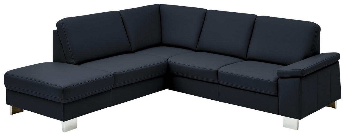 ECKSOFA  in Echtleder Dunkelblau  235/248 cm  - Alufarben/Dunkelblau, Design, Leder/Metall (235/248cm) - Beldomo Premium