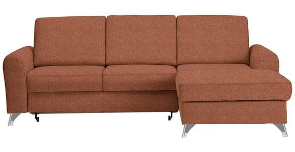 ECKSOFA in Flachgewebe Orange, Rostfarben 244/167 cm - Rostfarben/Silberfarben, Design, Textil/Metall (244/167cm) - Cantus