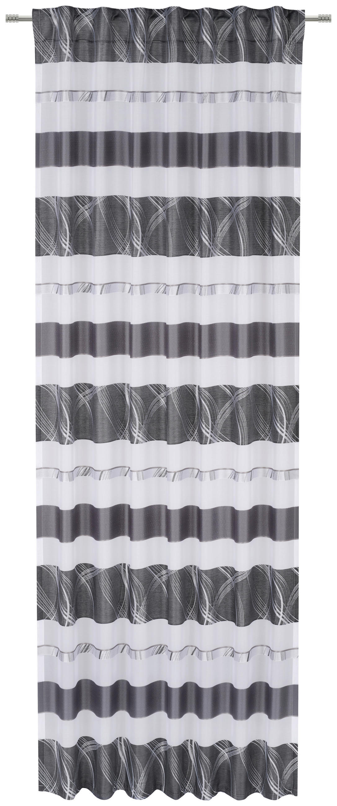 GARDINLÄNGD halvtransparent  - svart, Klassisk, textil (140/255cm) - Novel