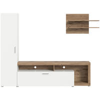 WOHNWAND Cross 3-teilig  in Weiß, Eichefarben  218/178/31 cm  - Eichefarben/Schwarz, Design, Holzwerkstoff/Kunststoff (218/178/31cm) - Livetastic