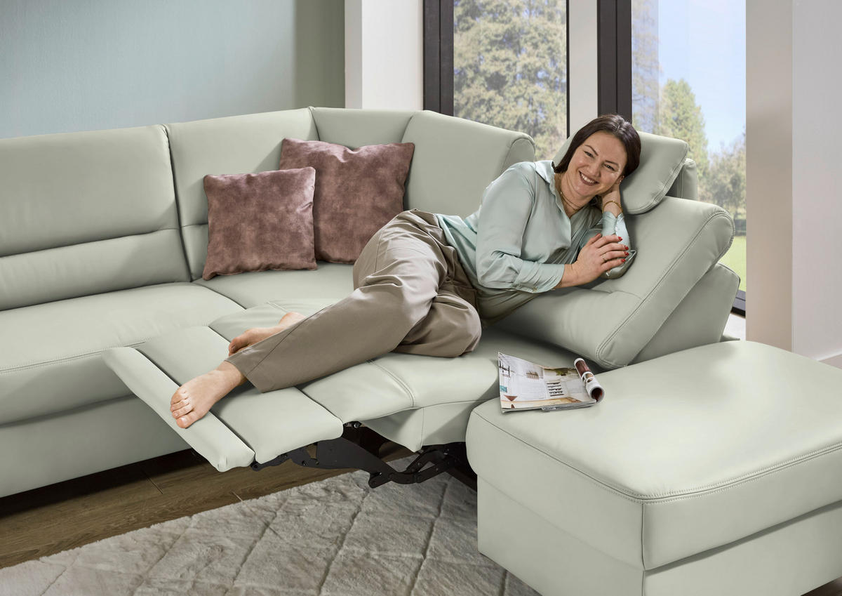 ECKSOFA  in Echtleder Silberfarben  290/249 cm  - Silberfarben/Schwarz, KONVENTIONELL, Leder/Metall (290/249cm) - Beldomo Premium