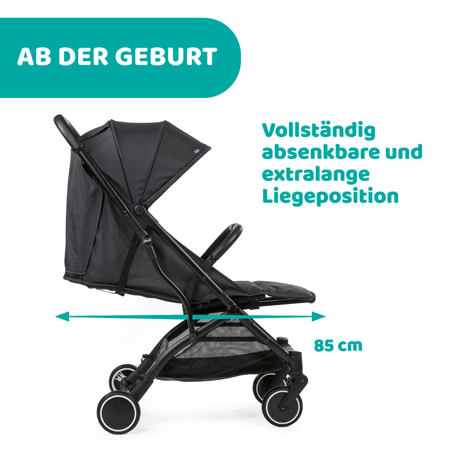 BUGGY TROLLEYME  - Anthrazit, Basics, Metall (49,5/103/84cm) - Chicco