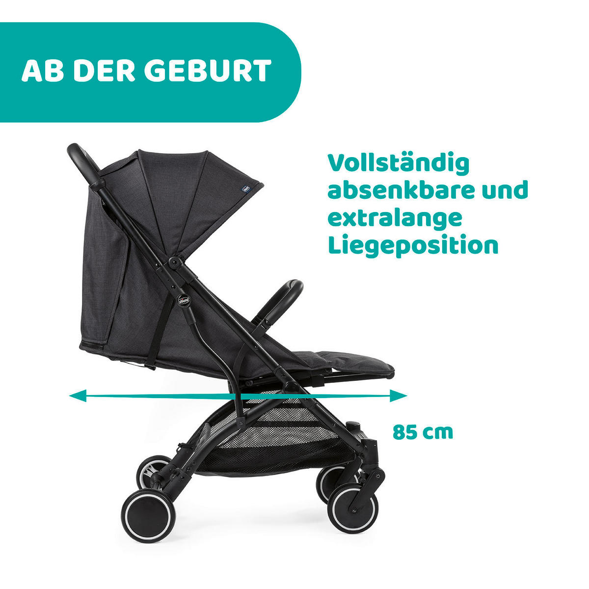 BUGGY TROLLEYME  - Anthrazit, Basics, Metall (49,5/103/84cm) - Chicco