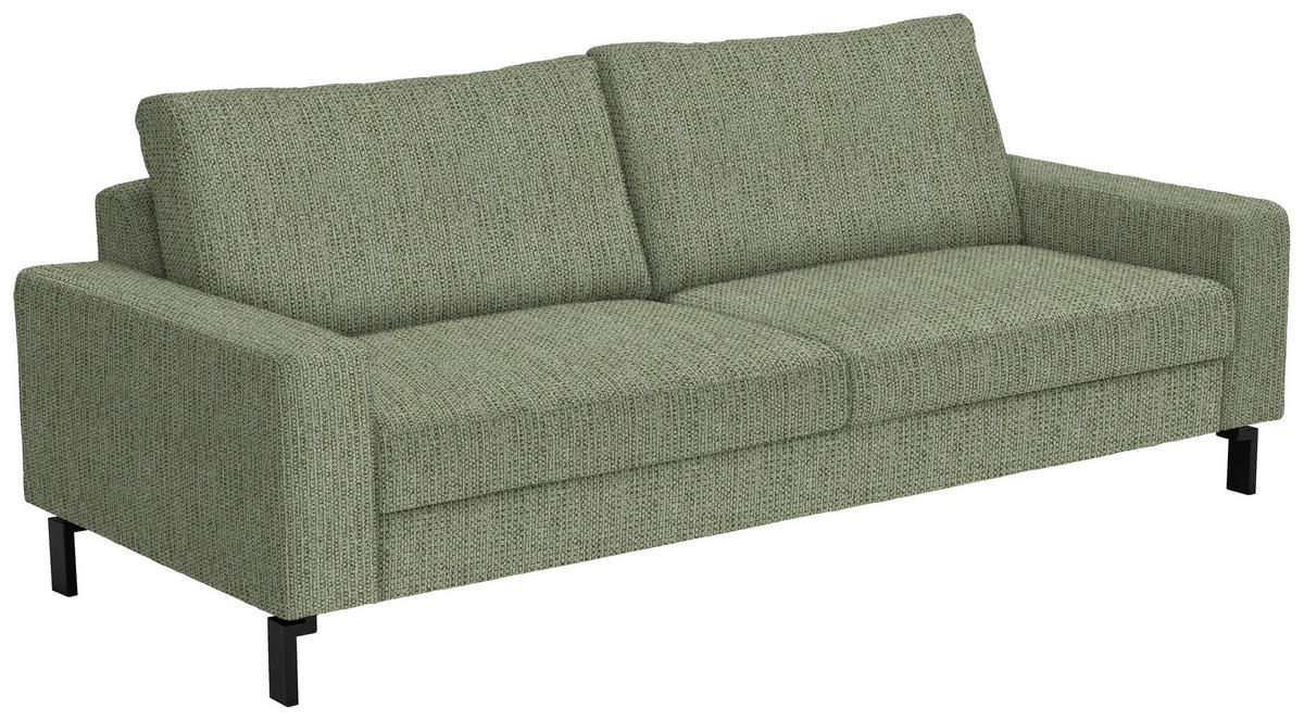 3-SITZER-SOFA in Flachgewebe Olivgrün  - Schwarz/Olivgrün, Design, Textil/Metall (218/86/97cm) - Hom`in