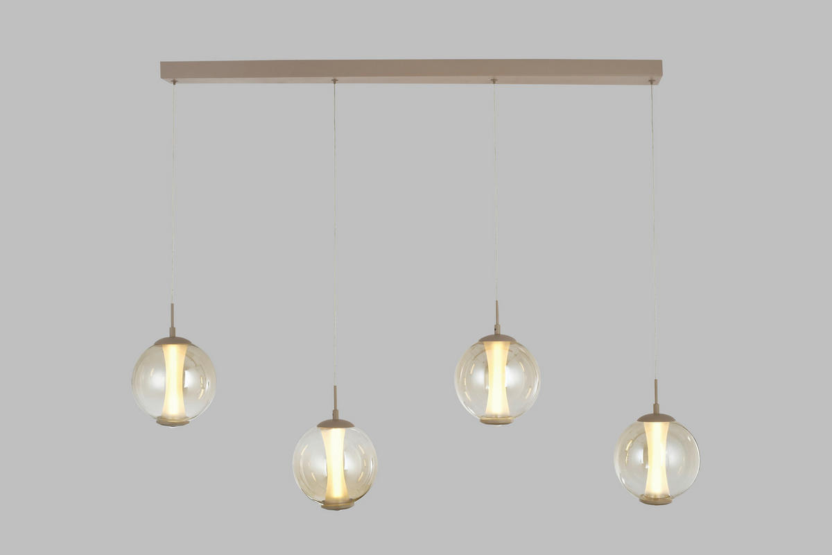 LED-HÄNGELEUCHTE Orleans 120/150/18 cm  - Sandfarben, Design, Glas/Metall (120/150/18cm)
