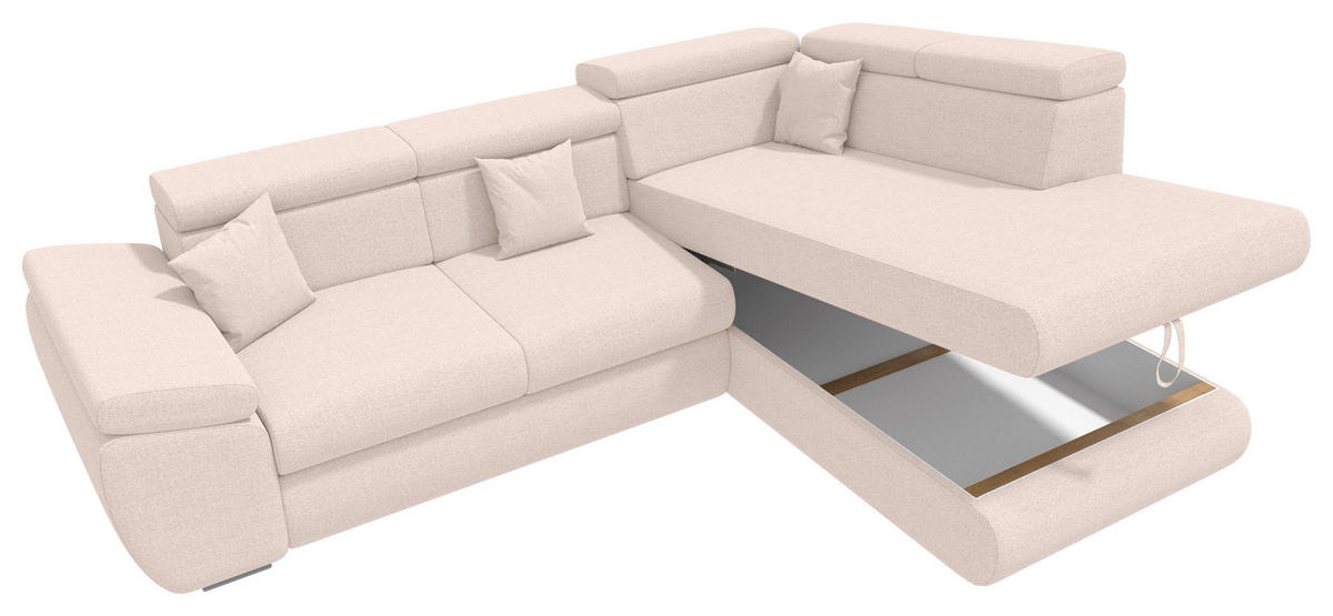 ECKSOFA Creme Struktur  - Chromfarben/Creme, KONVENTIONELL, Kunststoff/Textil (282/205cm) - Carryhome
