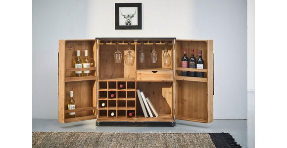 BARSCHRANK Tanne massiv Naturfarben, Schwarz  - Schwarz/Naturfarben, LIFESTYLE, Holz/Metall (84/92/46cm) - Landscape