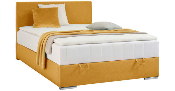 BOXBETT 120/200 cm  in Currygelb  - Chromfarben/Currygelb, KONVENTIONELL, Kunststoff/Textil (120/200cm) - Carryhome