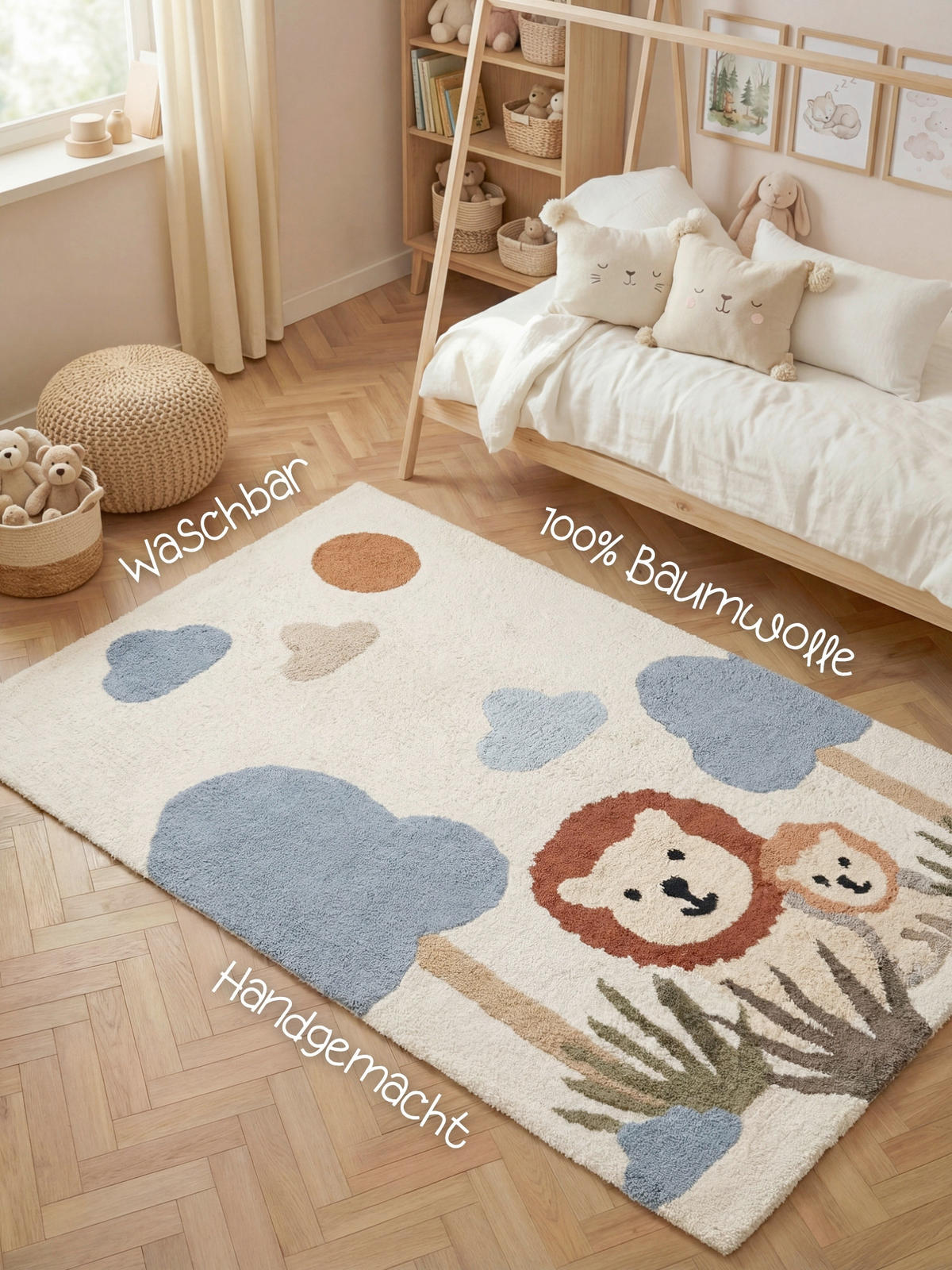 KINDERTEPPICH 140/200 cm Snuggle Lionel Tier  - Blau/Multicolor, Basics, Kunststoff/Textil (140/200cm) - Hanse Home