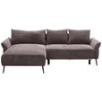 ECKSOFA Braun Chenille  - Schwarz/Braun, KONVENTIONELL, Textil/Metall (164/255cm) - Carryhome