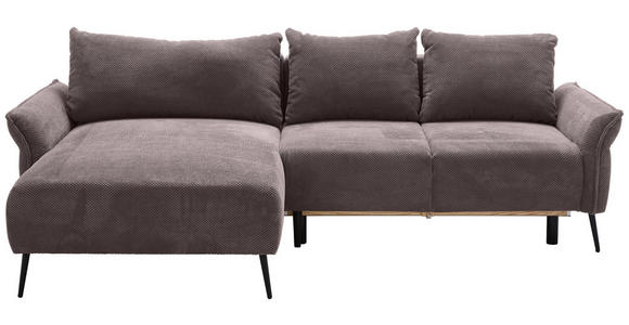 ECKSOFA Braun Chenille - Schwarz/Braun, KONVENTIONELL, Textil/Metall (164/255cm) - Carryhome