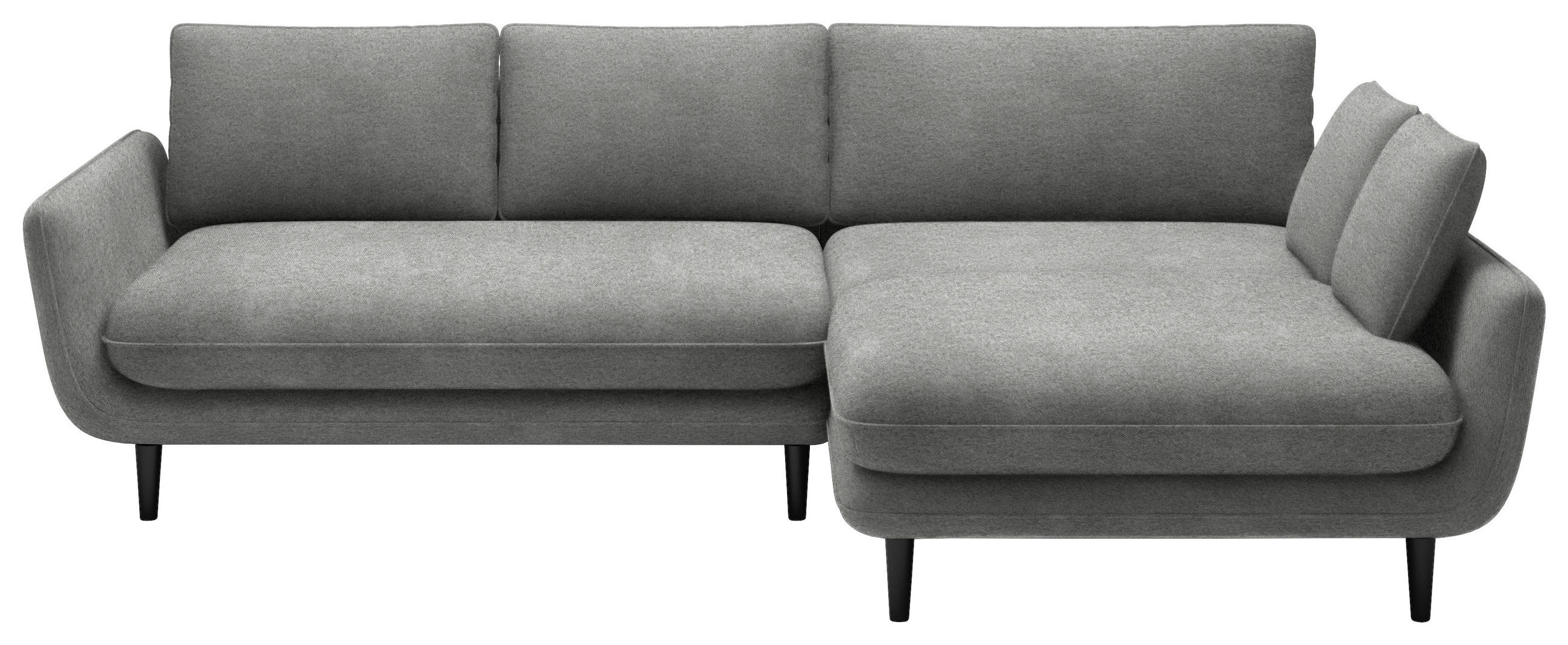 ECKSOFA in Velours Hellgrau  260/167 cm  - Hellgrau/Schwarz, Design, Holz/Textil (260/167cm) - Welnova