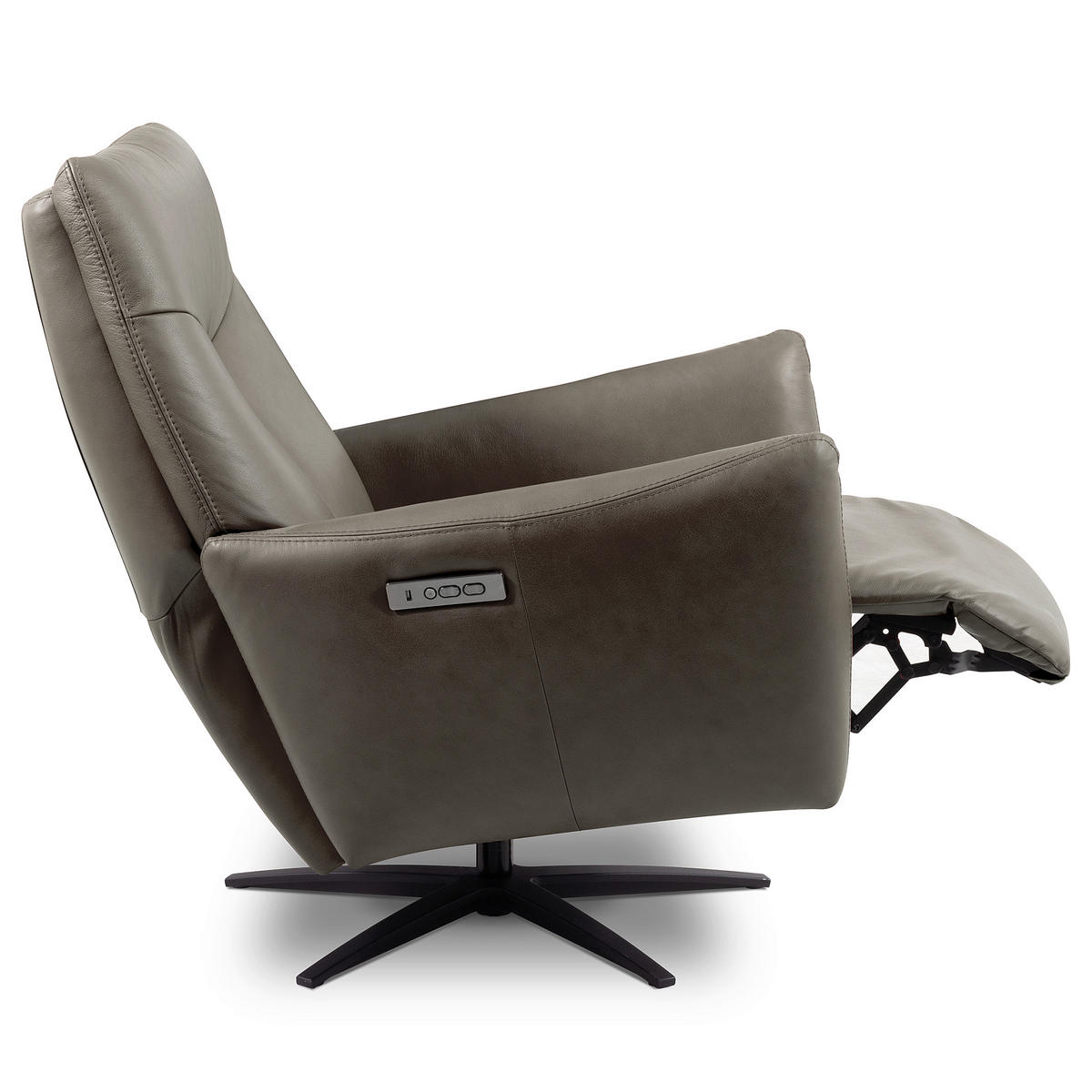 RELAXSESSEL Leder Grau  - Schwarz/Grau, Design, Leder/Metall (76/107/88cm) - Livetastic