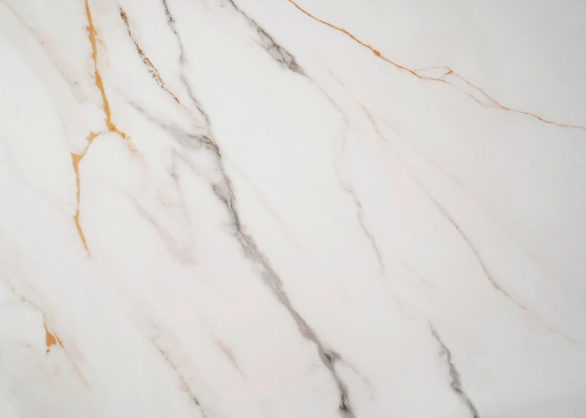 ESSTISCH Weiß, Goldfarben rechteckig  ausziehbar  - Goldfarben/Weiß, Design, Stein/Metall (160-205/90/76cm) - Novel