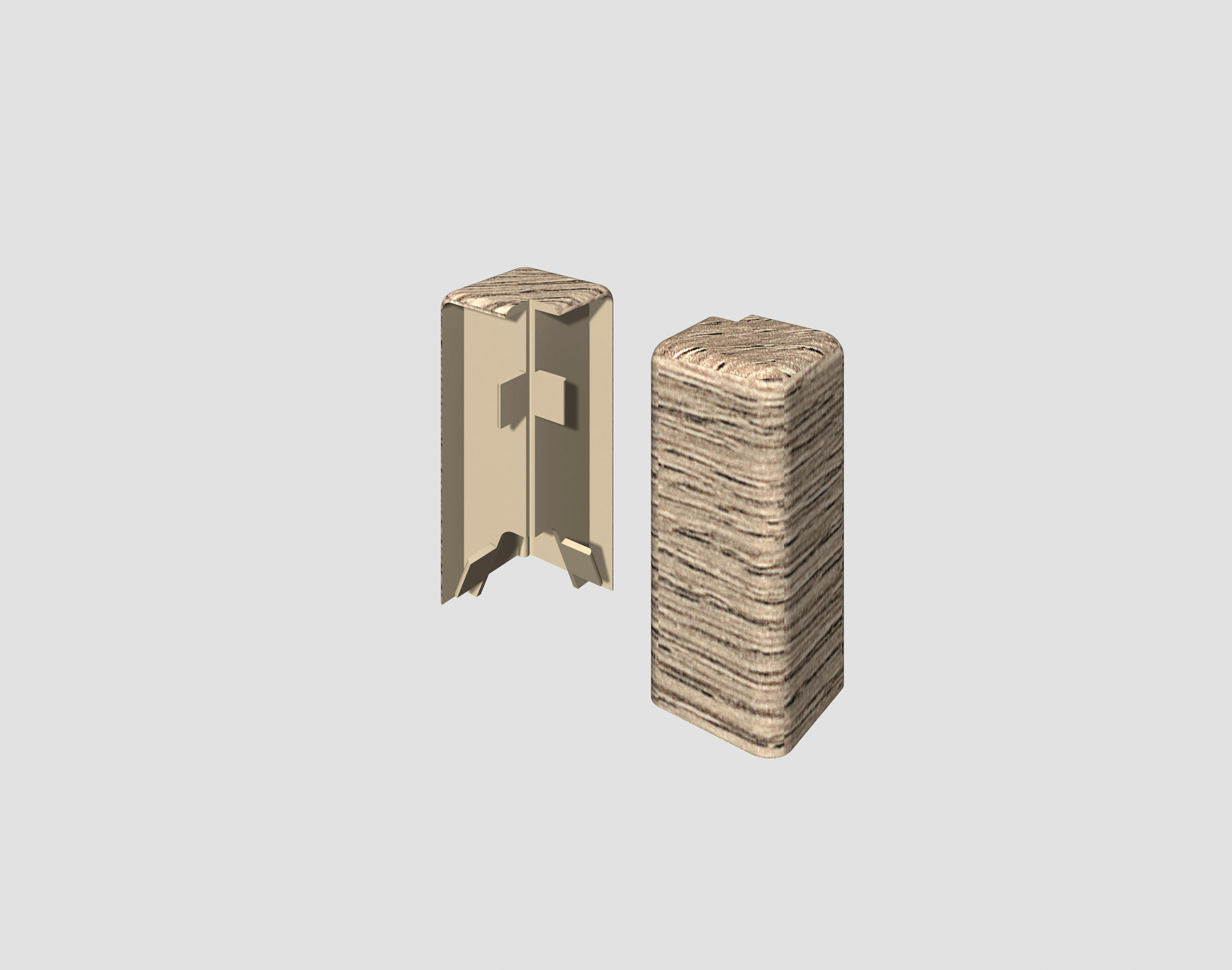 AUßENECKE - Eichefarben/Grau, KONVENTIONELL, Kunststoff (1.6/0.7/5.9cm) - Egger Holzwerkstoffe