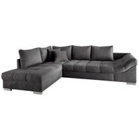 ECKSCHLAFSOFA in Mikrofaser Anthrazit  - Anthrazit/Silberfarben, Design, Holz/Textil (202/298cm) - MID.YOU