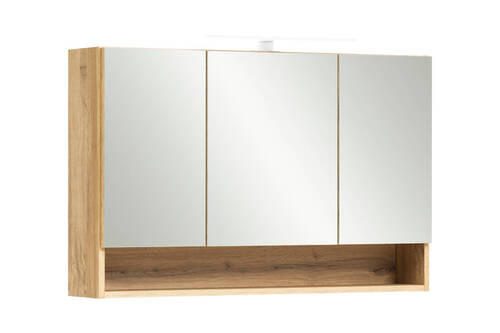 SPIEGELSCHRANK 100/64/20 cm  - Chromfarben/Eiche Wotan, Natur, Glas/Holzwerkstoff (100/64/20cm) - Xora