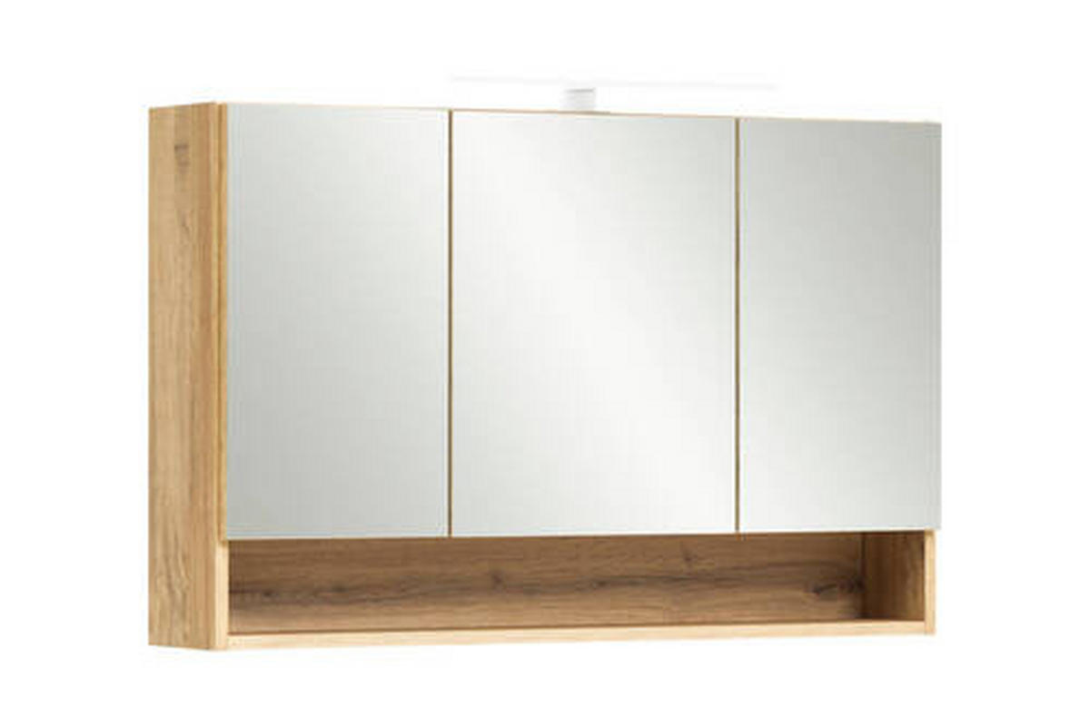 SPIEGELSCHRANK 100/64/20 cm  - Chromfarben/Eiche Wotan, Natur, Glas/Holzwerkstoff (100/64/20cm) - Xora