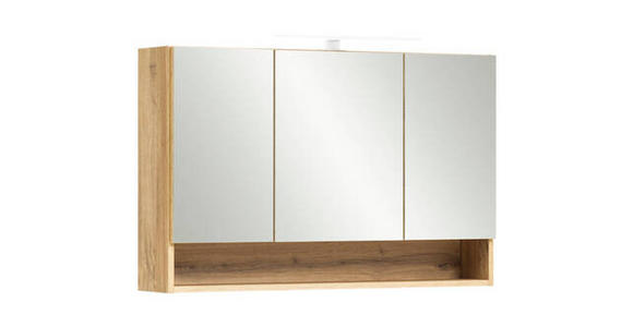 SPIEGELSCHRANK 100/64/20 cm  - Chromfarben/Eiche Wotan, Natur, Glas/Holzwerkstoff (100/64/20cm) - Xora