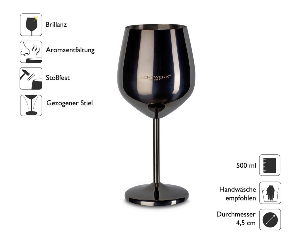 SADA SKLENIC 6 ks 6dílné - černá, Trend, kov - Echtwerk