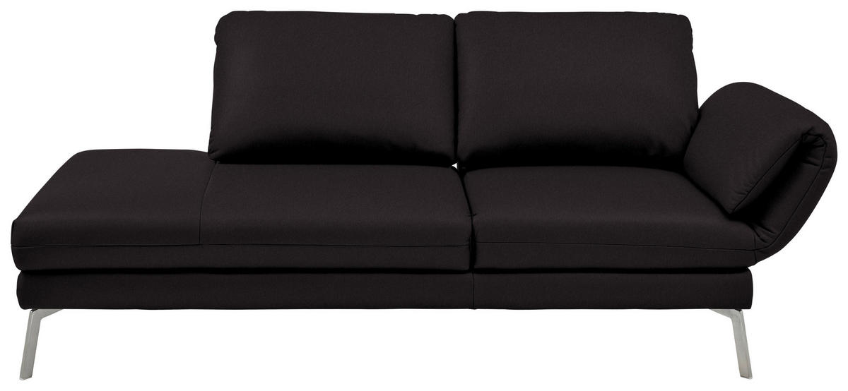 RÉCAMIERE Echtleder Dunkelbraun  - Chromfarben/Dunkelbraun, Design, Leder/Metall (209/85-109/95-16cm) - Dieter Knoll