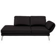 RÉCAMIERE  in Echtleder Dunkelbraun  - Chromfarben/Dunkelbraun, Design, Leder/Metall (209/85-109/95-16cm) - Dieter Knoll