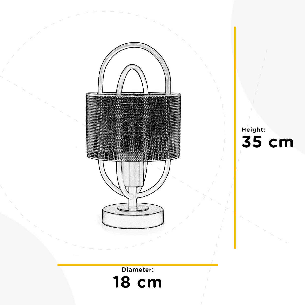 NACHTTISCHLEUCHTE 18/35 cm   - Schwarz/Kupferfarben, Design, Metall (18/35cm)