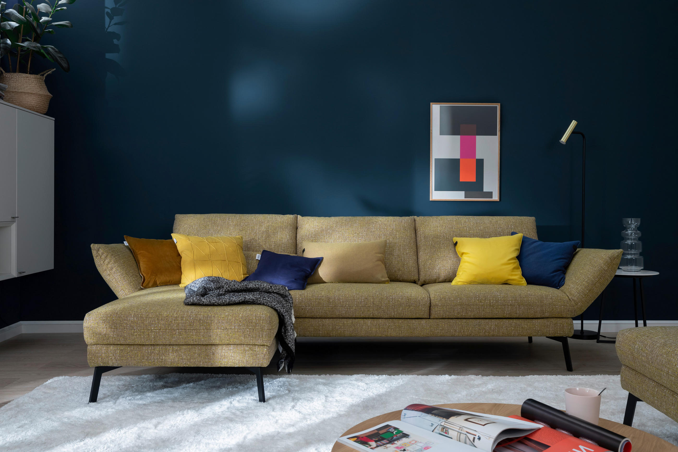 ECKSOFA Gelb Flachgewebe - Gelb/Schwarz, Design, Textil/Metall (175/277cm) - Schöner Wohnen
