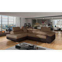 ECKSOFA  Braun, Dunkelbraun Textilgeflecht  - Chromfarben/Dunkelbraun, Design, Textil/Metall (203/272cm) - MID.YOU