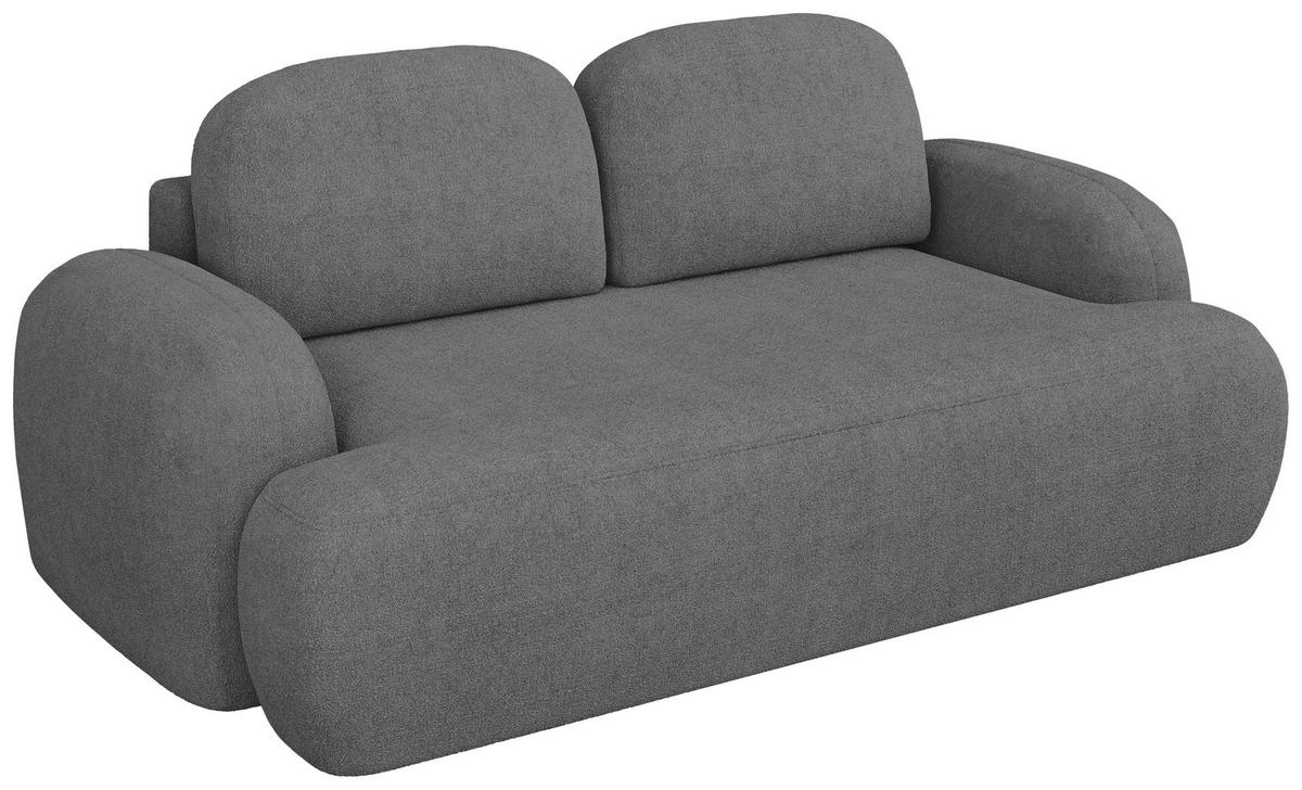 2-SITZER-SOFA Sevilla Plus in Bouclé Dunkelgrau  - Dunkelgrau/Schwarz, Design, Kunststoff/Textil (210/92/110cm) - MID.YOU