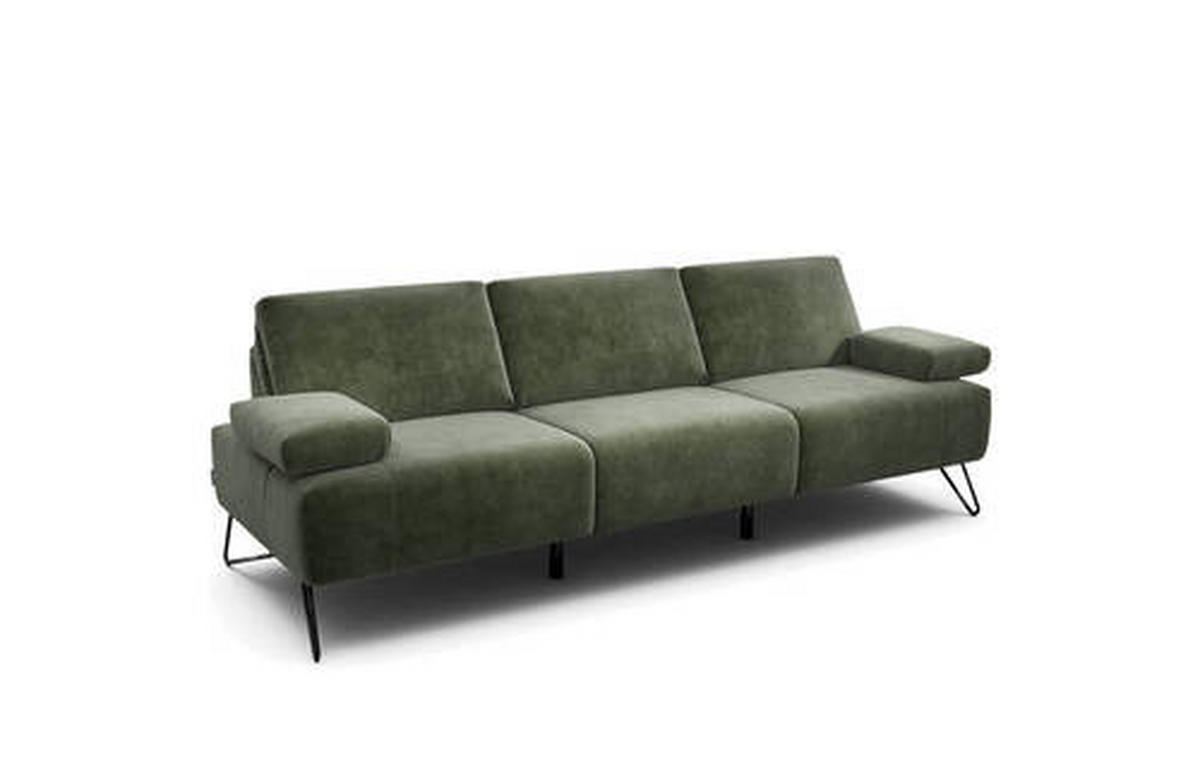 3-SITZER-SOFA in Samt Waldgrün  - Waldgrün/Schwarz, Design, Textil/Metall (234-264/85/86-94cm) - SENSOO