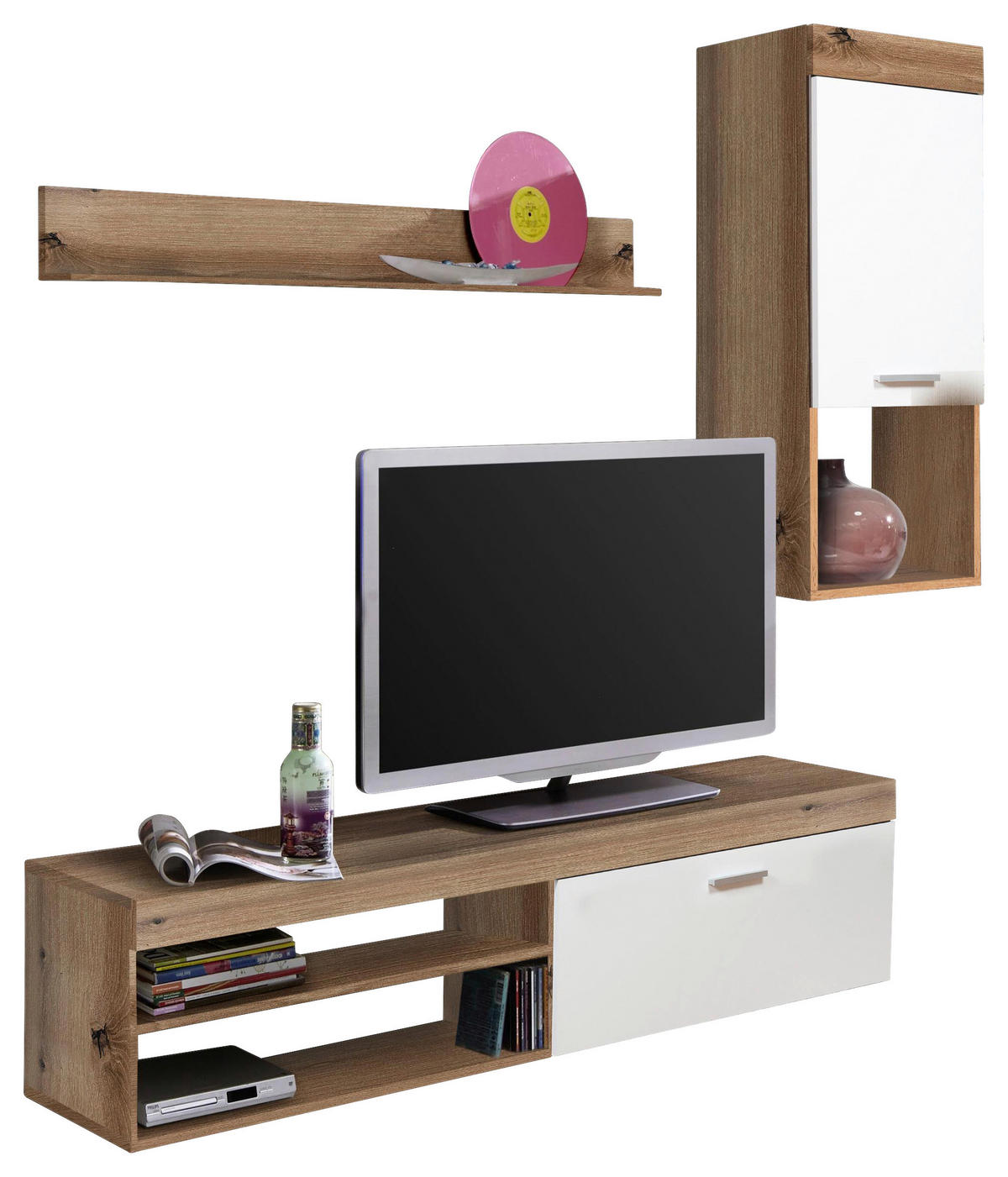 OBÝVACIA STENA, biela, farba duba - biela/farba duba, Modern, kompozitné drevo/plast (170/180/41,5cm) - Ti'me