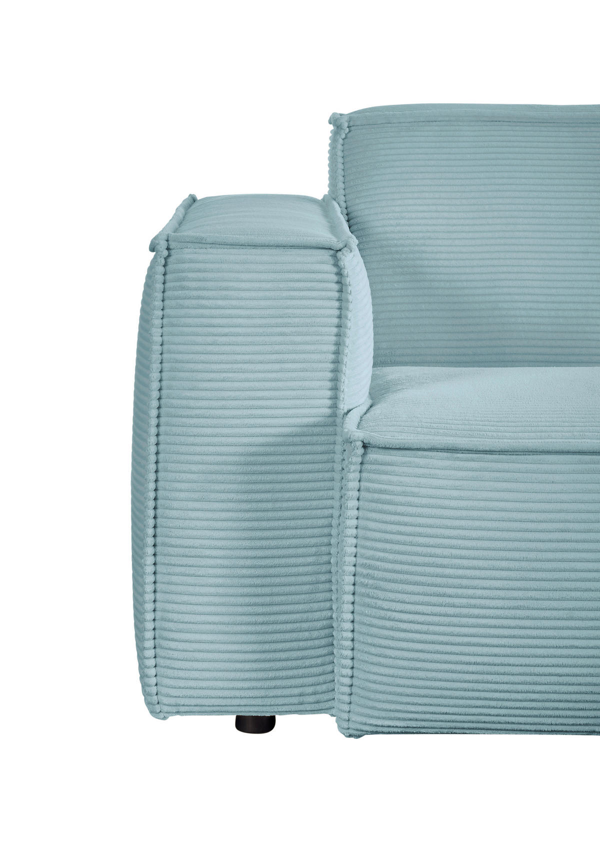 ECKSOFA in Cord Hellblau  - Schwarz/Hellblau, Konventionell, Kunststoff/Textil (254/224cm) - Hom`in